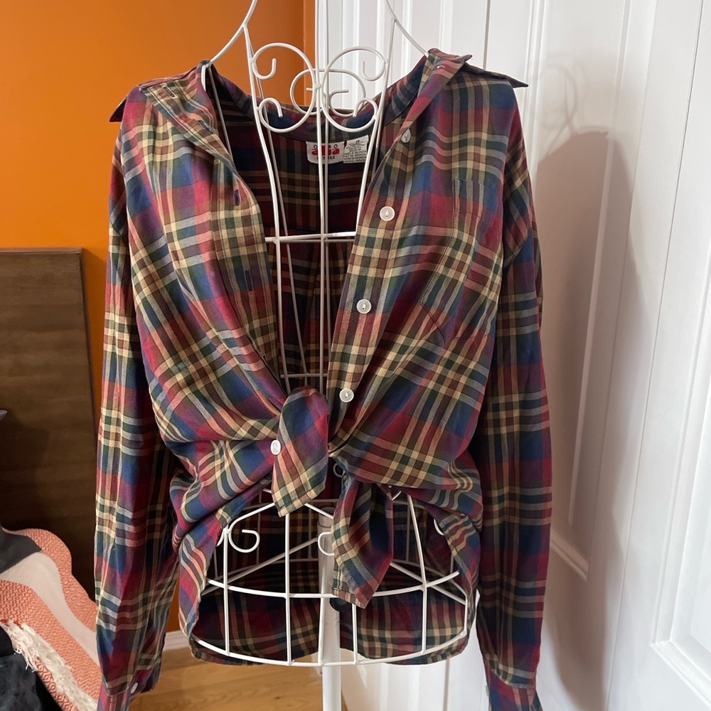 Vintage Late 80s / Early 90s Alia Plaid Button-Up Shirt | Size 14 Petite - Picture 2 of 12